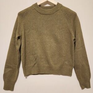 Calvin Klein Women's Crew Neck Sweater Ribbed Hem and Cuffs CK Embroidered Logo